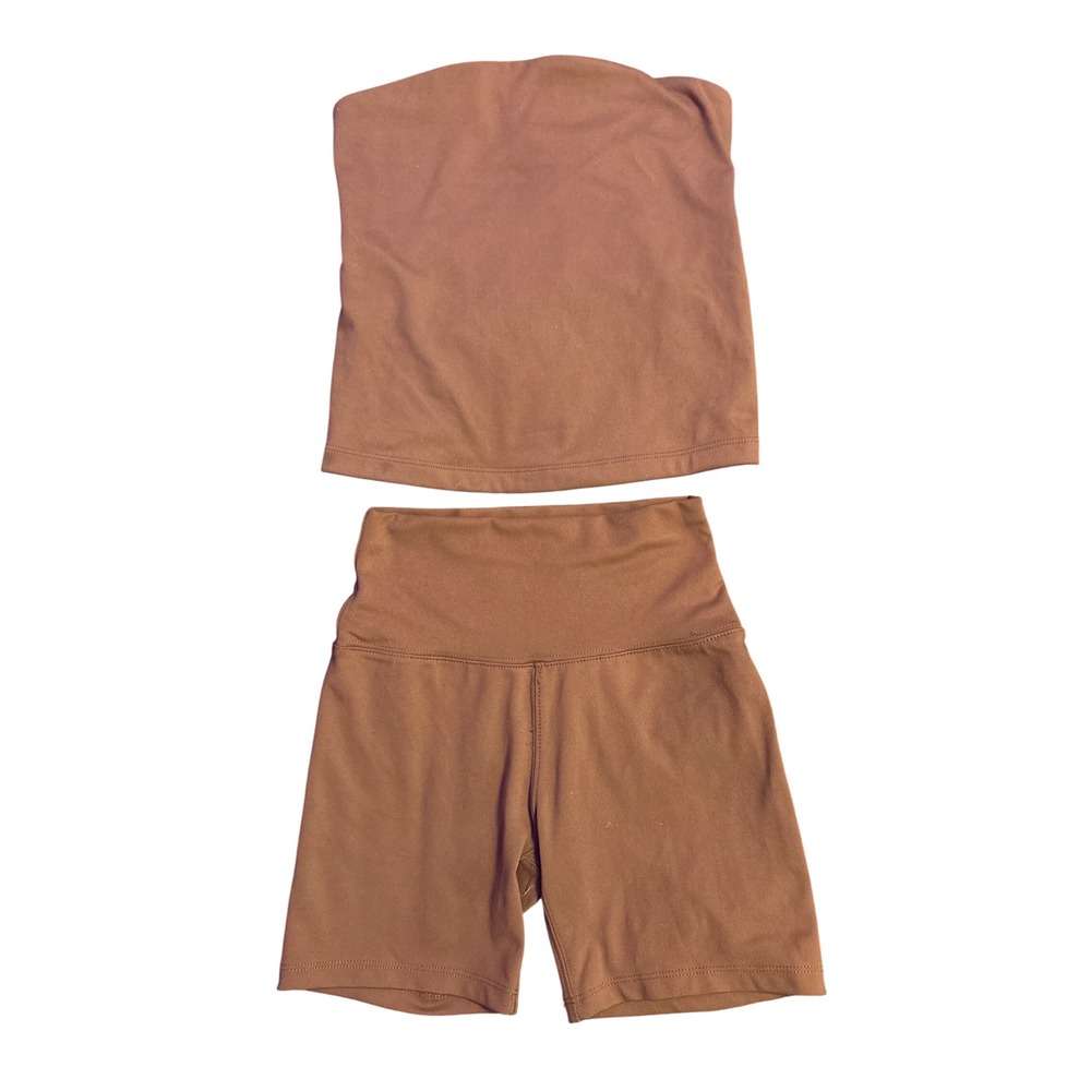 Wild‎ Fable ButterBliss Brown Strapless Tube Top Biker Shorts Set XS